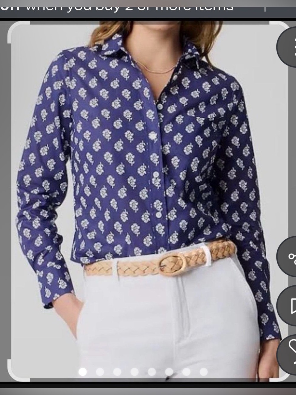 J. Crew Navy Botanical Floral Button Up size medium